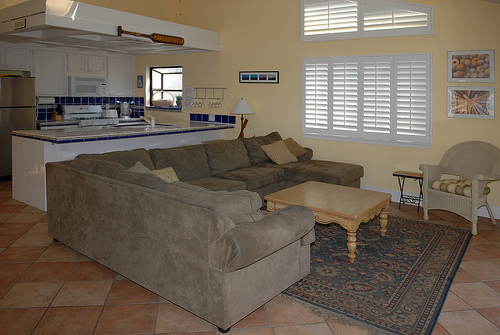 living room with kitchen